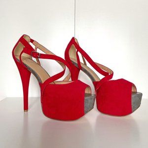 Shoe Dazzle Red Platform Heels NWOT